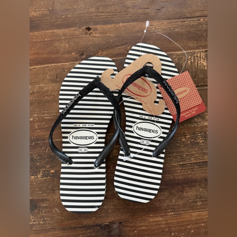 NEW! Havaianas Slim Glitter Stripes Flip Flop Sandal